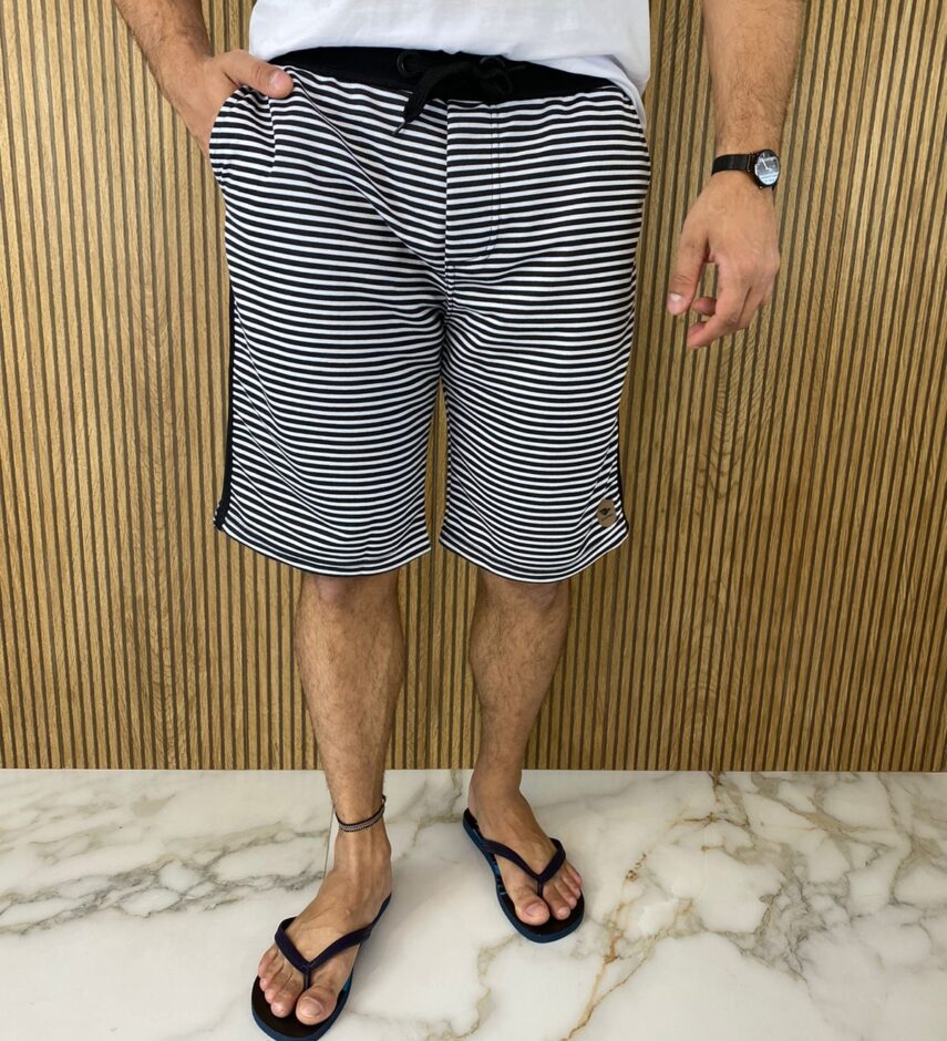fernandaramosstore com br bermuda masculina listrada preta e branca com bolso