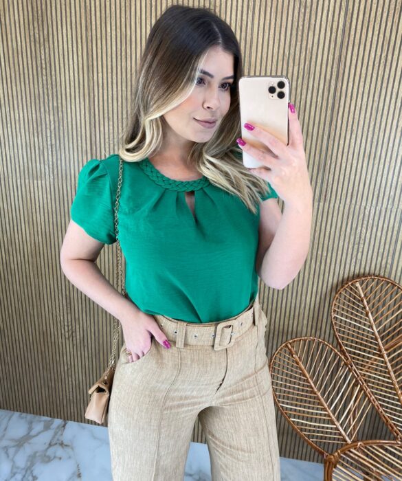 fernandaramosstore com br blusa feminina manga curta verde com detalhe trancado