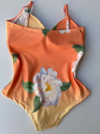 Body Feminino com Bojo de Alcinha com Amarração Estampa Laranja - Fernanda Ramos Store