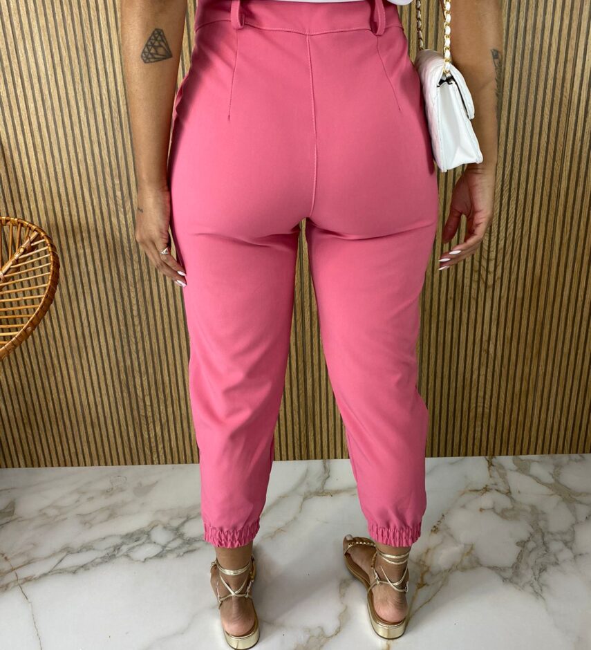 Calça Feminina Elástico nas Pernas e Bolso Rosa - Fernanda Ramos Store