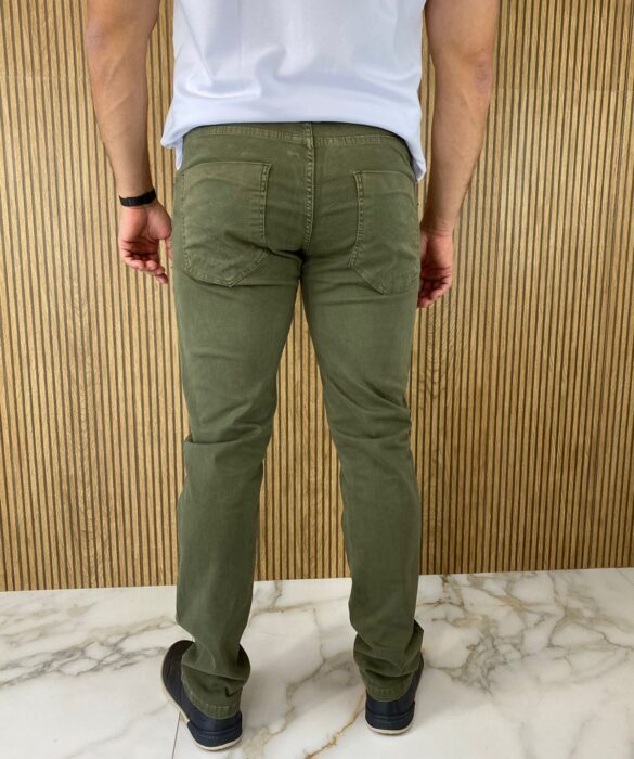 Calça Masculina Sarja Skinny Verde Militar 4338 - Fernanda Ramos Store