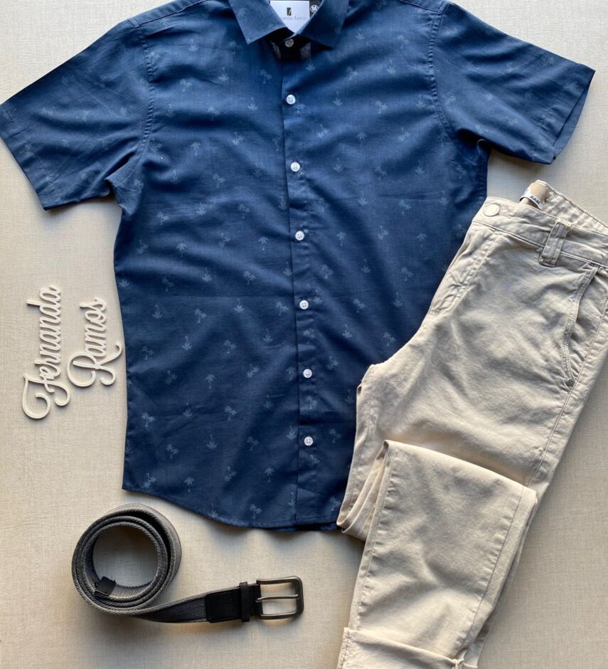 fernandaramosstore com br camisa masculina manga curta casual estampa coqueiros azul