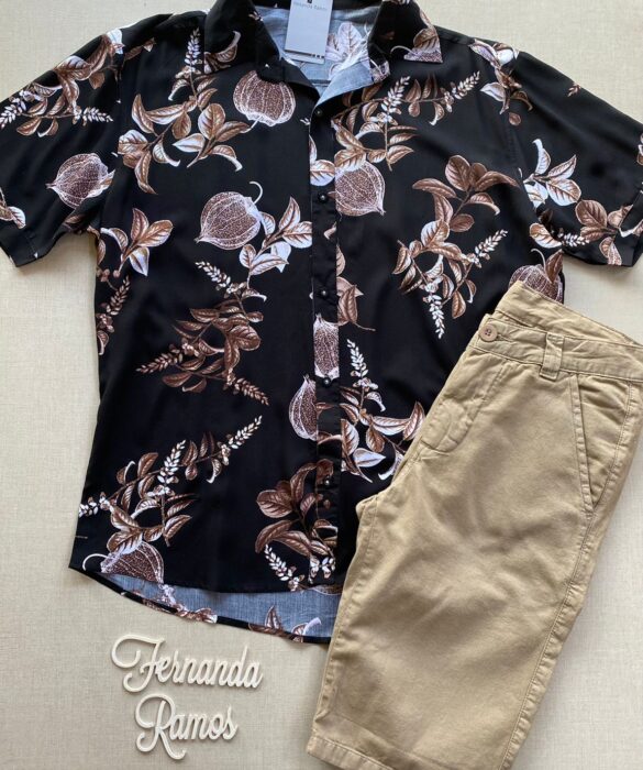 fernandaramosstore com br camisa masculina manga curta estampada preta