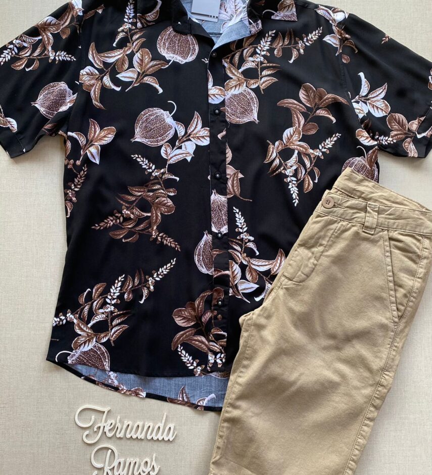 fernandaramosstore com br camisa masculina manga curta estampada preta