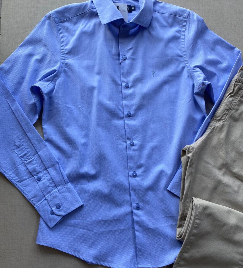 Camisa Masculina Manga Longa Tradicional Azul - Fernanda Ramos Store
