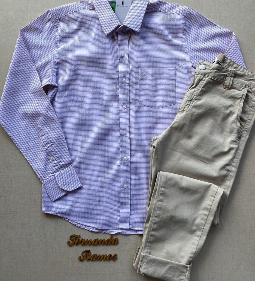 Camisa Masculina Manga Longa Tradicional Xadrez - Fernanda Ramos Store