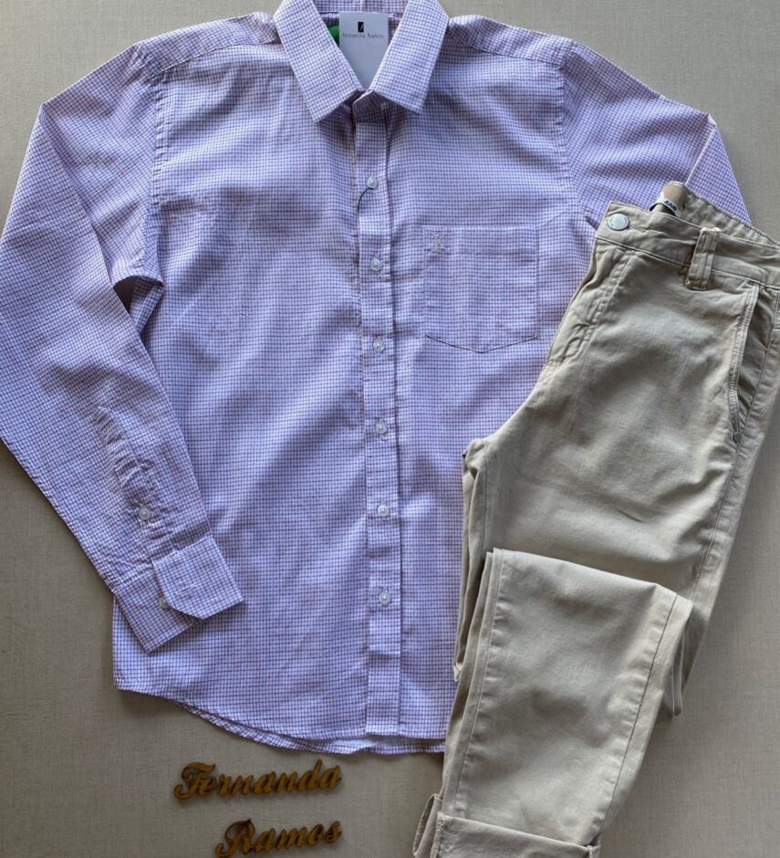 Camisa Masculina Manga Longa Tradicional Xadrez - Fernanda Ramos Store