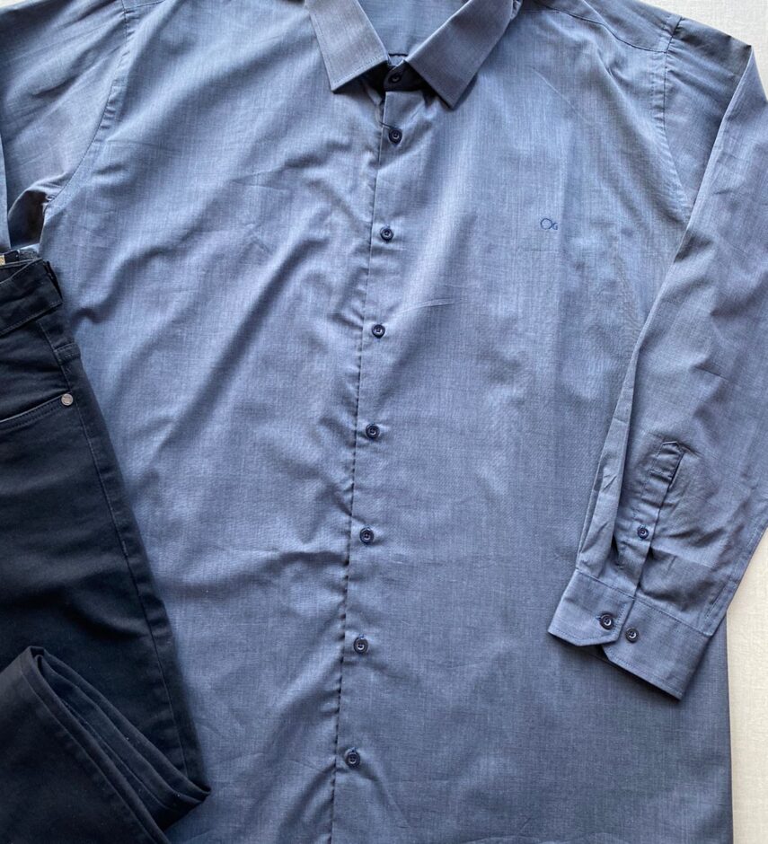 Camisa Masculina Ogochi Casual Plus Cinza 0064 - Fernanda Ramos Store