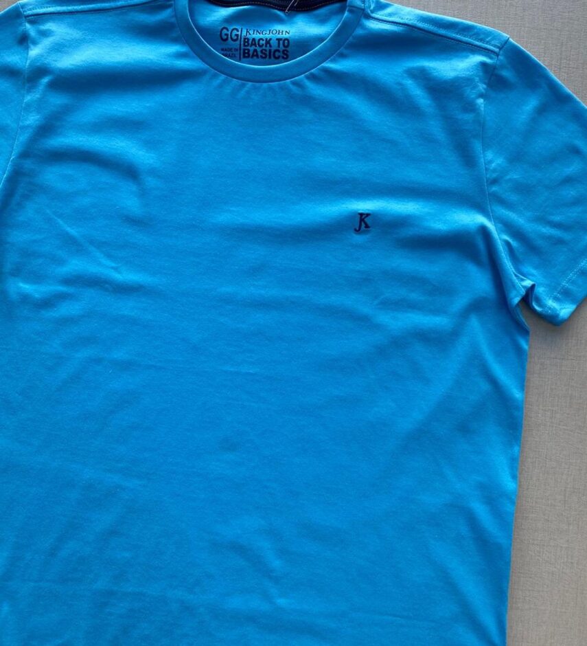 Camiseta Masculina Back To Basics Azul Piscina - Fernanda Ramos Store