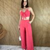 fernandaramosstore com br conjunto calca pantalona e cropped com bojo e amarracao rosa