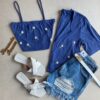 fernandaramosstore com br conjunto casaquinho e cropped azul detalhe em flores