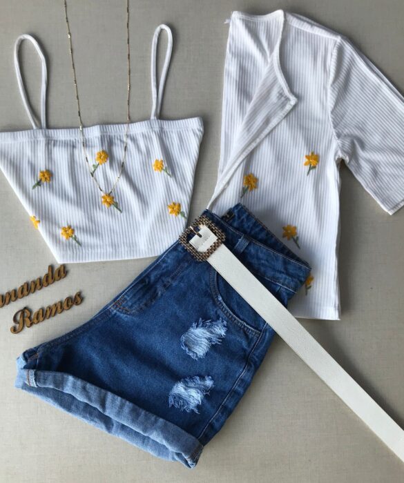 fernandaramosstore com br conjunto casaquinho e cropped branco detalhe em flores