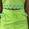 Conjunto Feminino Cropped sem Bojo e Calça Coração Verde Lima - Fernanda Ramos Store