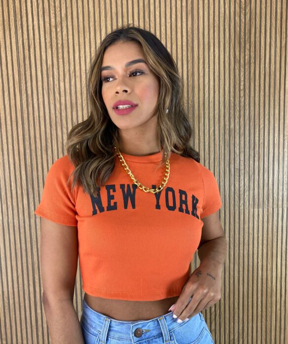 Cropped Feminino Canelado New York Terra Cota - Fernanda Ramos Store