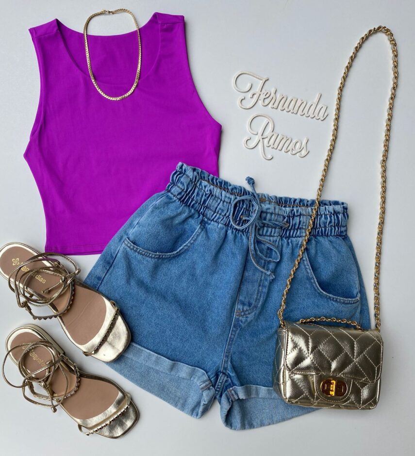 Cropped Feminino sem Bojo Básico Fúcsia - Fernanda Ramos Store