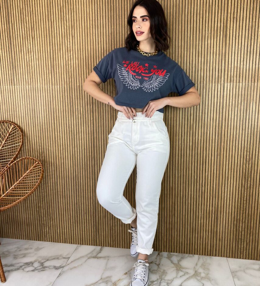 Cropped Feminino sem Bojo Rock You Cinza Escuro - Fernanda Ramos Store