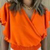 Cropped Feminino sem Bojo Transpassado com Lastex Coral - Fernanda Ramos Store