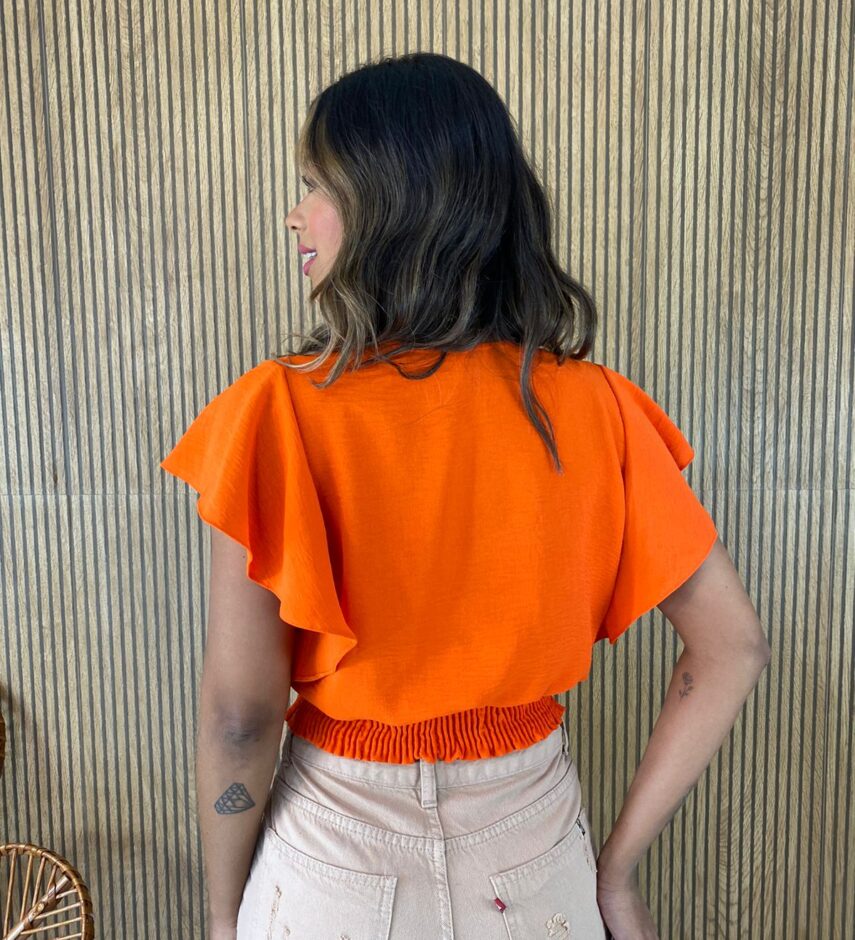 Cropped Feminino sem Bojo Transpassado com Lastex Coral - Fernanda Ramos Store