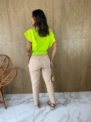 Cropped Feminino sem Bojo Transpassado com Lastex Verde Lima - Fernanda Ramos Store