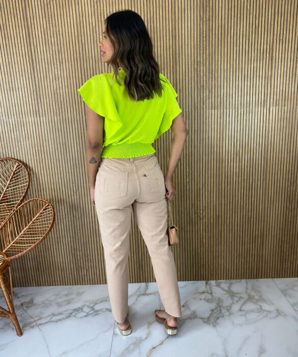 Cropped Feminino sem Bojo Transpassado com Lastex Verde Lima - Fernanda Ramos Store