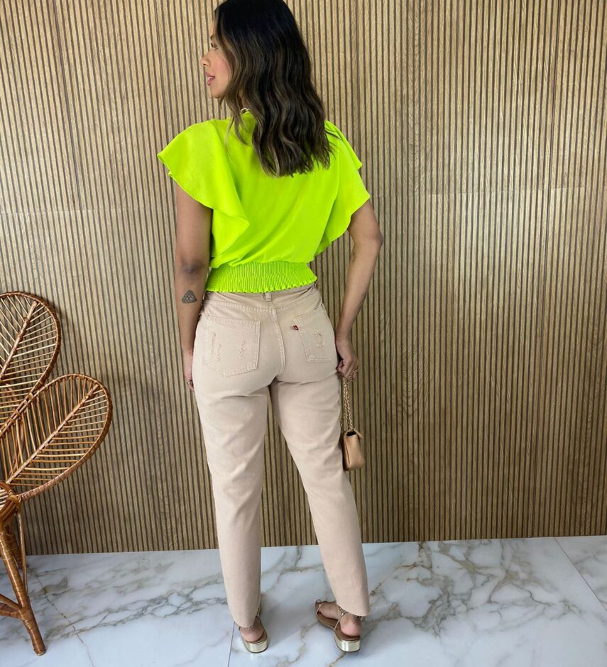 Cropped Feminino sem Bojo Transpassado com Lastex Verde Lima - Fernanda Ramos Store