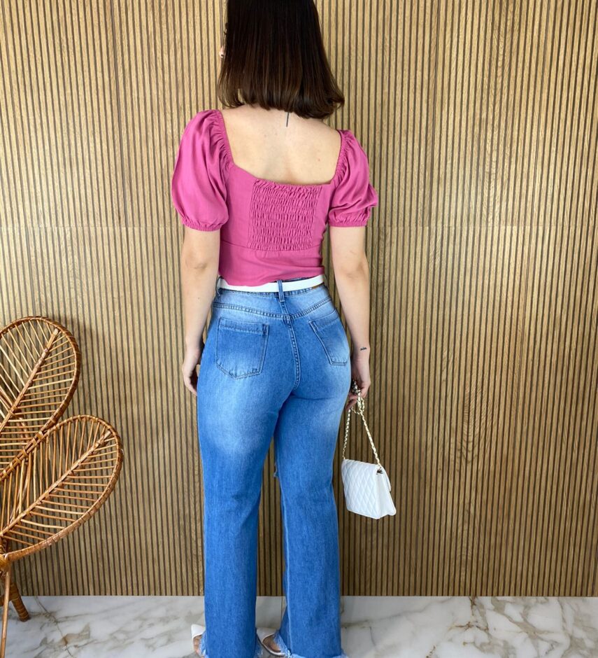 Cropped Feminino sem Bojo Zíper na Lateral Rose - Fernanda Ramos Store