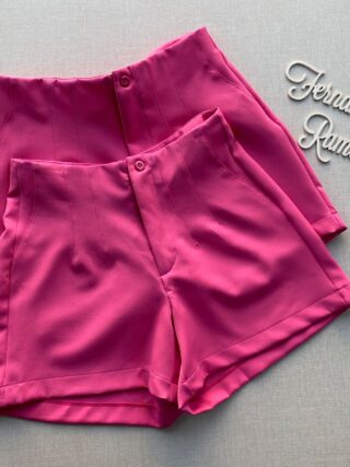 Short Feminino de Alfaiataria Rosa com Detalhe - Fernanda Ramos Store