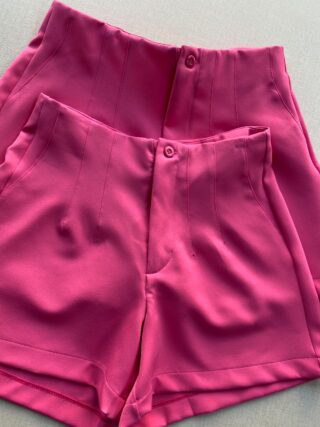 Short Feminino de Alfaiataria Rosa com Detalhe - Fernanda Ramos Store