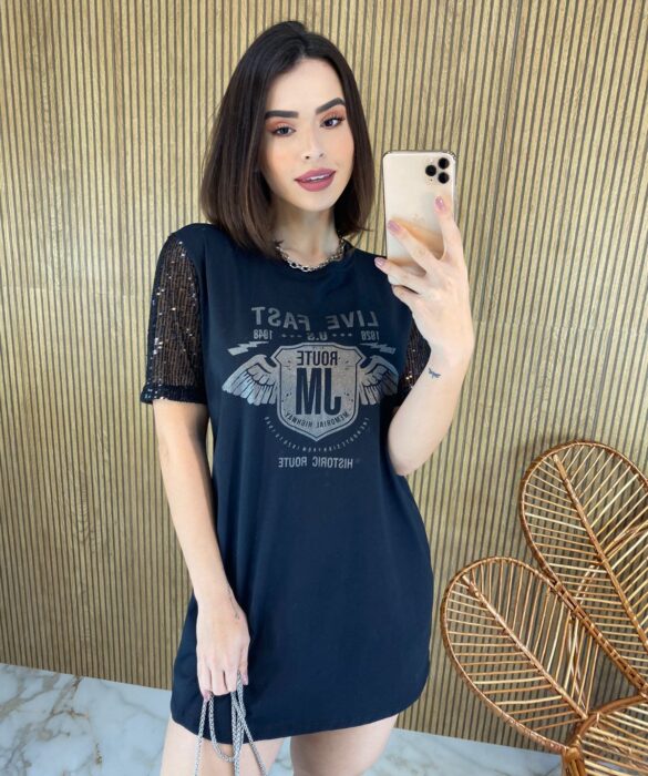 fernandaramosstore com br vestido camisetao preto manga em paete live fast preto