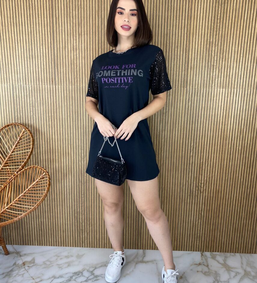 fernandaramosstore com br vestido camisetao preto manga em paete look for something 5