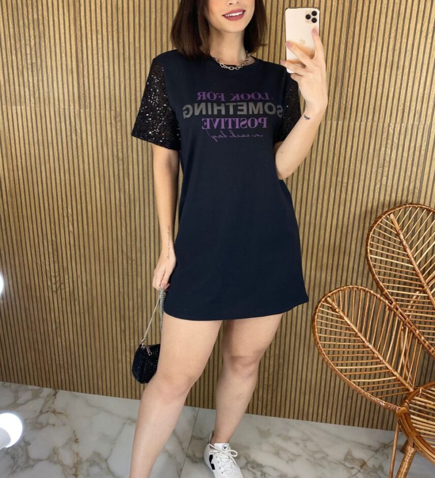 fernandaramosstore com br vestido camisetao preto manga em paete look for something 6