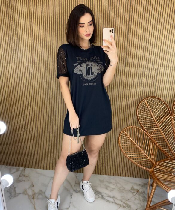 fernandaramosstore com br vestido camisetao preto manga em paete look for something copia