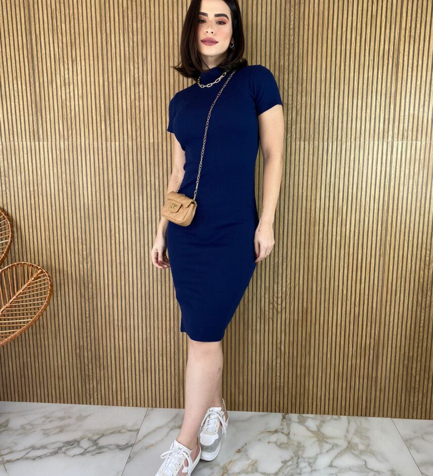 fernandaramosstore com br vestido canelado sem bojo manga curta gola azul marinho 3