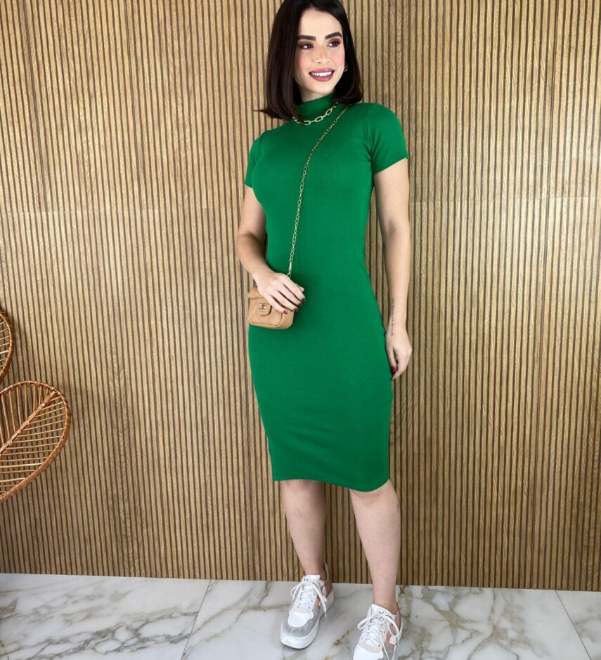 fernandaramosstore com br vestido canelado sem bojo manga curta gola verde 1