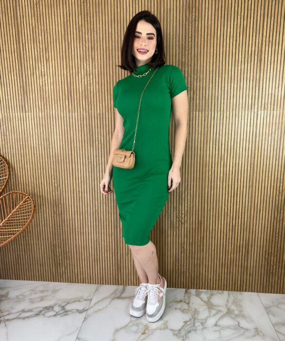 fernandaramosstore com br vestido canelado sem bojo manga curta gola verde 2