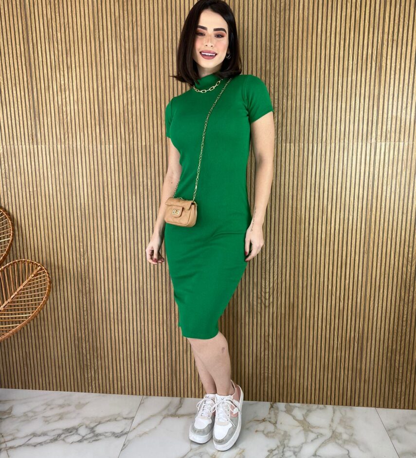 fernandaramosstore com br vestido canelado sem bojo manga curta gola verde 2