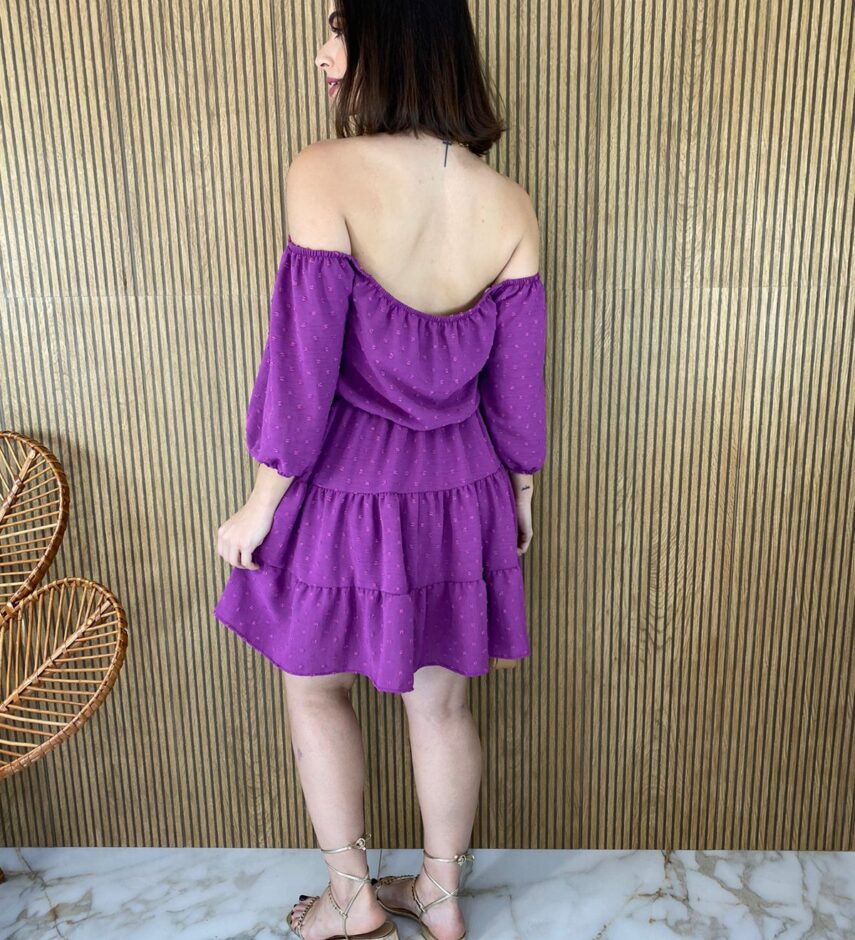 Vestido Curto Ombro a Ombro sem Bojo Fúcsia - Fernanda Ramos Store