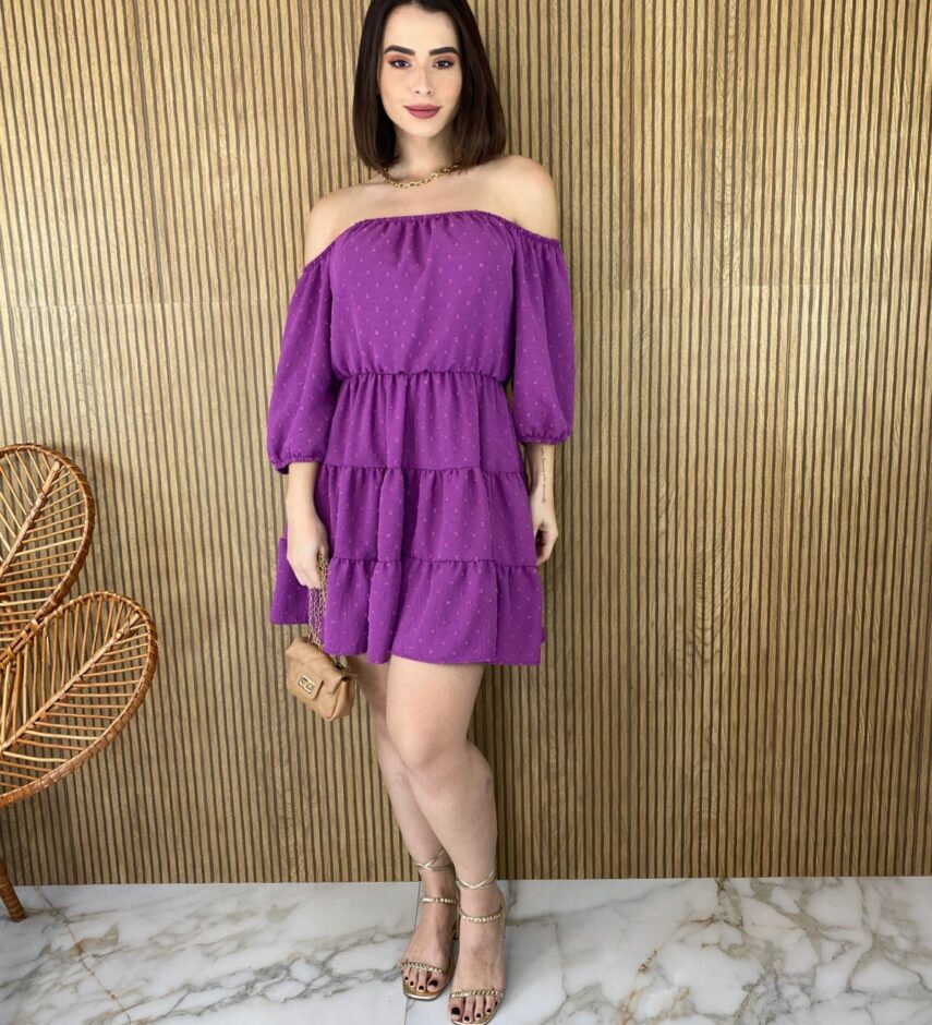 Vestido Curto Ombro a Ombro sem Bojo Fúcsia - Fernanda Ramos Store