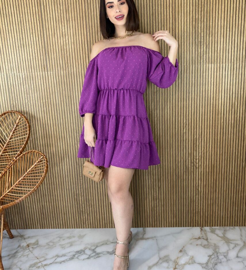 Vestido Curto Ombro a Ombro sem Bojo Fúcsia - Fernanda Ramos Store