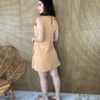 Vestido Curto sem Bojo com Bolsos e Amarração Atrás Bege - Fernanda Ramos Store