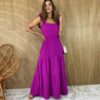 vestido pipoquinha longo fucsia