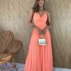 fernandaramosstore com br vestido longo alca regulavel com bojo tule salmao 3