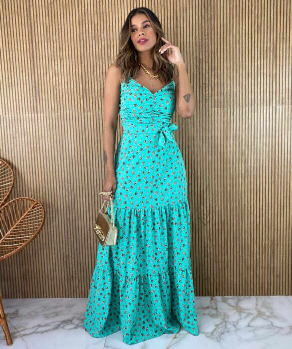 fernandaramosstore com br vestido longo com bojo franzido e amarracao estampado verde