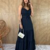 fernandaramosstore com br vestido longo com bojo franzido e amarracao preto