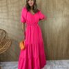 fernandaramosstore com br vestido longo com bojo manga 34 lastex na cintura pink