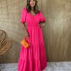 fernandaramosstore com br vestido longo com bojo manga 34 lastex na cintura pink 2