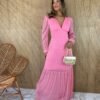 fernandaramosstore com br vestido longo com bojo manga longa decote v tule rosa 1