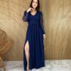 fernandaramosstore com br vestido longo com bojo tule azul marinho manga longa com fenda