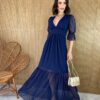 fernandaramosstore com br vestido longo com bojo tule manga 34 azul marinho