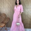 fernandaramosstore com br vestido longo com bojo tule manga 34 rosa 1